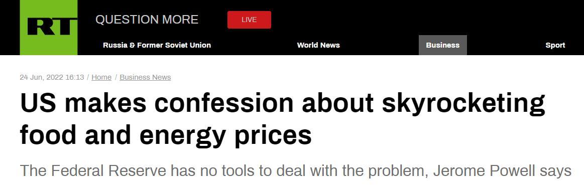 美能源价格飙升，美联储主席：对于油价我们真的无能为力