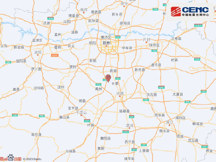 河南许昌市长葛市发生2.9级地震，震源深度10千米