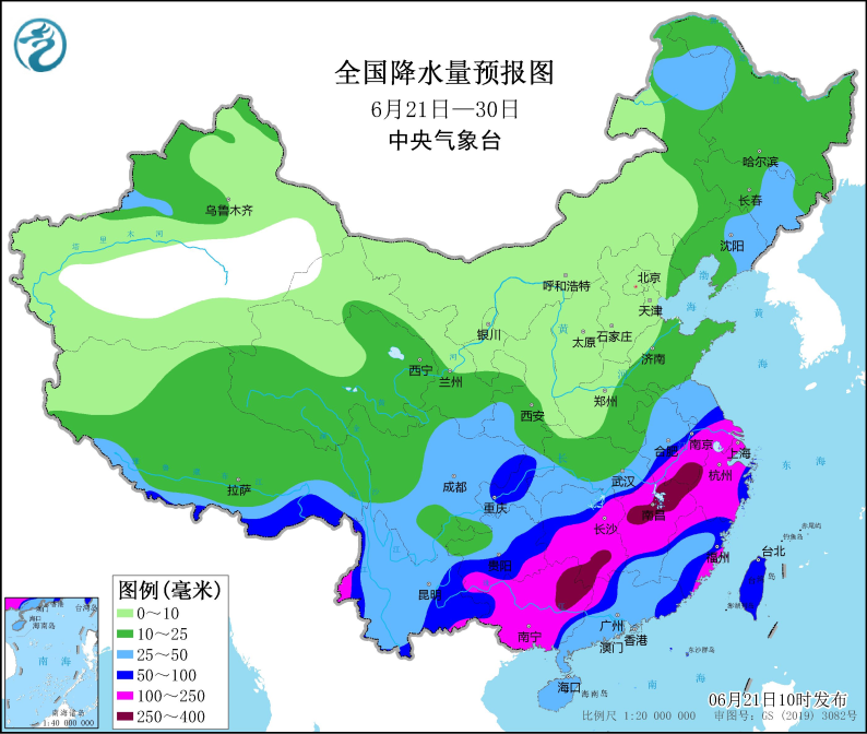中央气象台：21-25日江南大部华南西部有强降雨 华北黄淮等地有持续高温天气