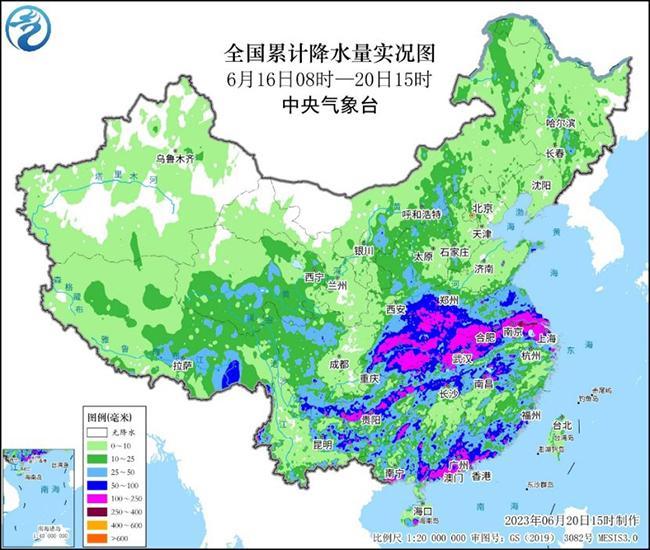 中央气象台：6月21日至25日长江以南地区有大范围持续性强降雨