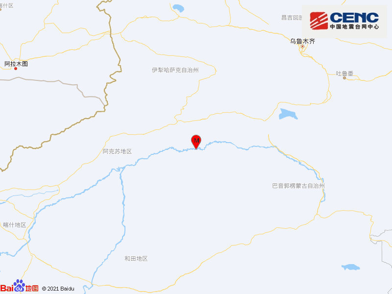 新疆阿克苏地区沙雅县发生3.0级地震震源深度10千米(图1)