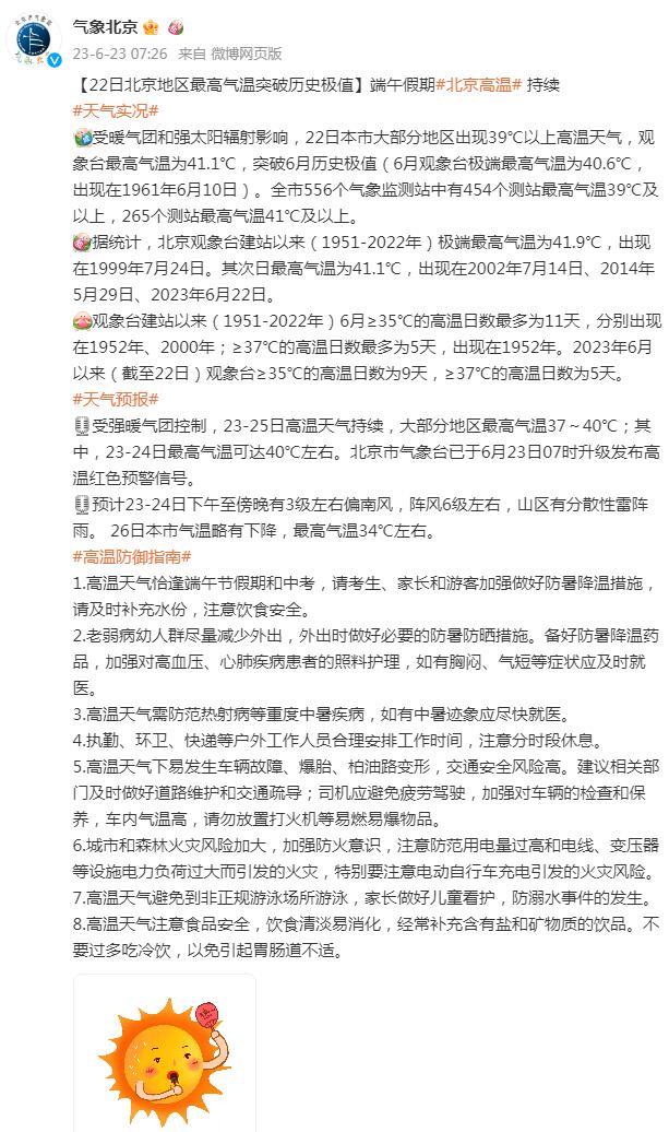 22日北京地区最高气温突破历史极值