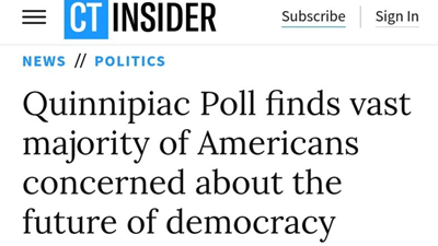 调查称83%美国人很担心本国民主的未来