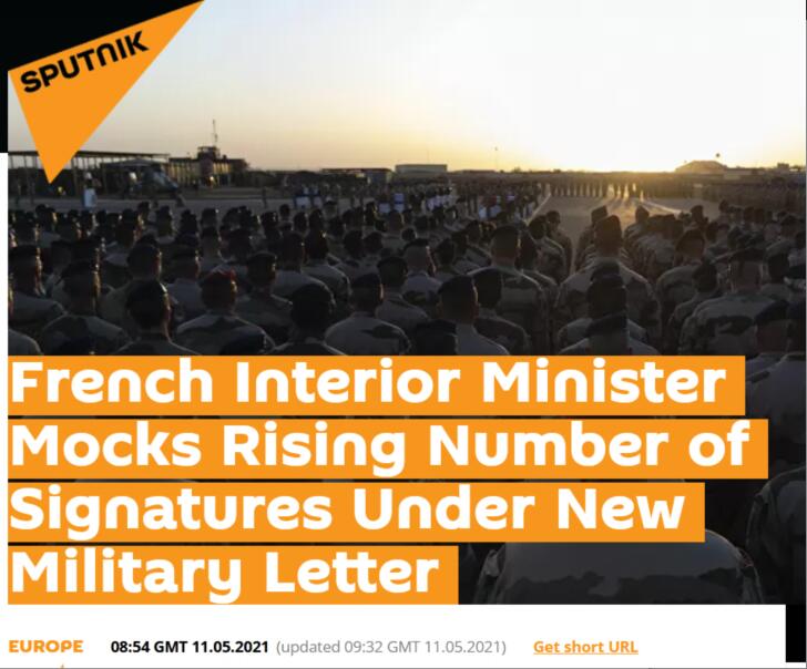 法国军人致马克龙匿名信签名数不断增多 内政部长 数量即将超过法军实际人数