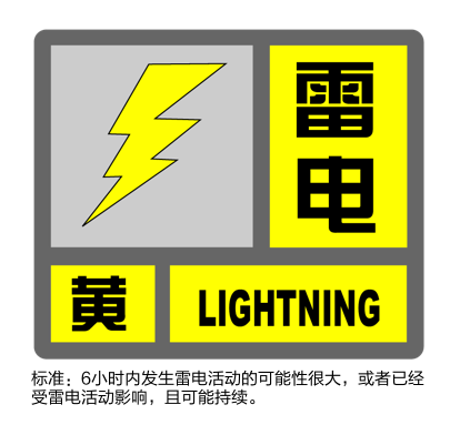 上海发布雷电黄色预警，预计今天午后到夜间全市大部地区将发生雷电活动