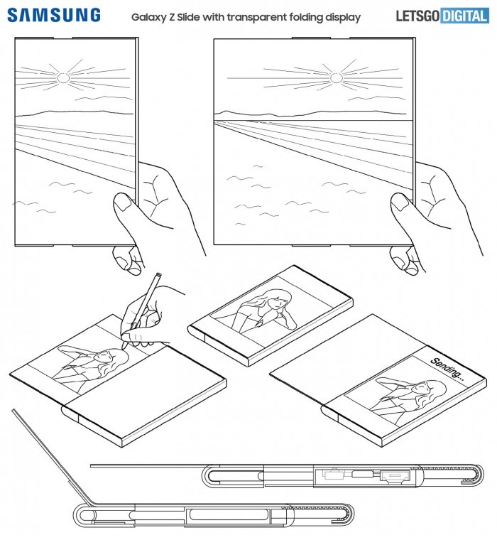 新专利显示三星研发具有部分透明屏幕可扩展的手机