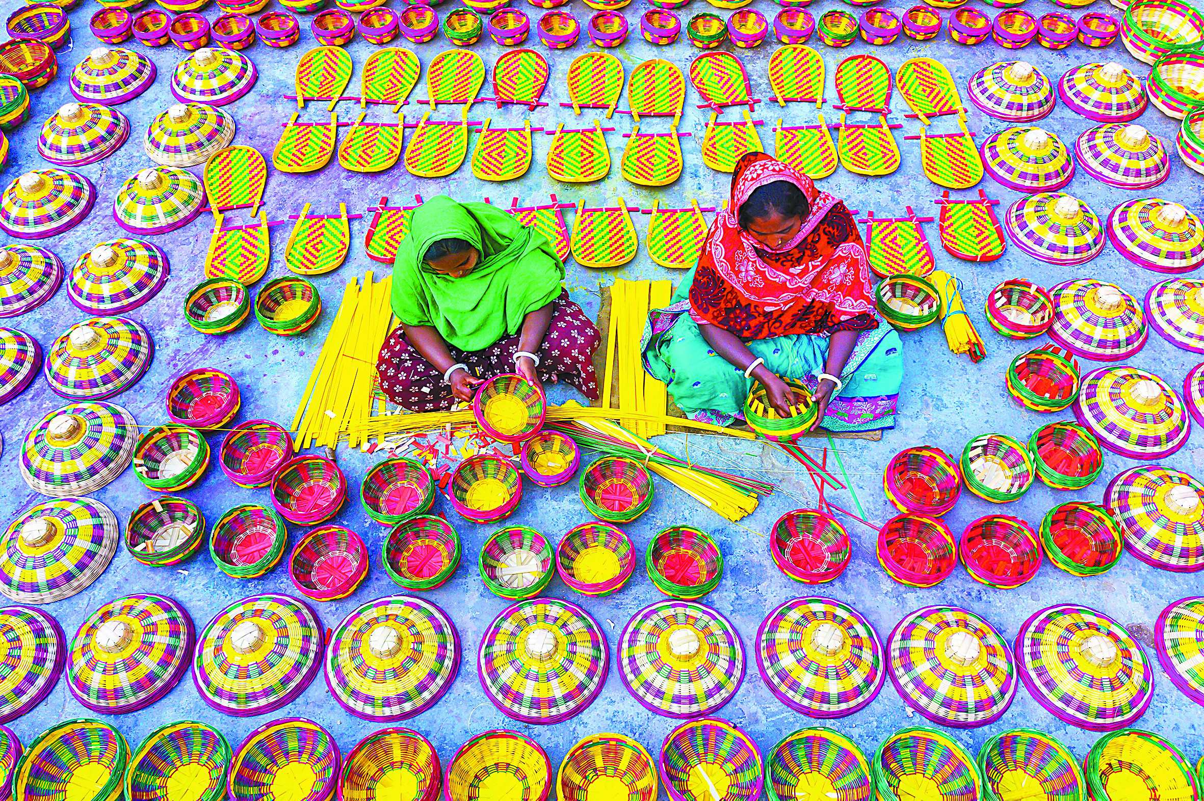 孟加拉：彩色竹篮