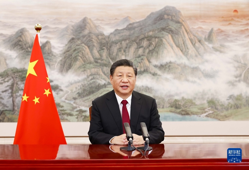 1月17日，国家主席习近平在北京出席2022年世界经济论坛视频会议并发表题为《坚定信心　勇毅前行　共创后疫情时代美好世界》的演讲。新华社记者 黄敬文 摄