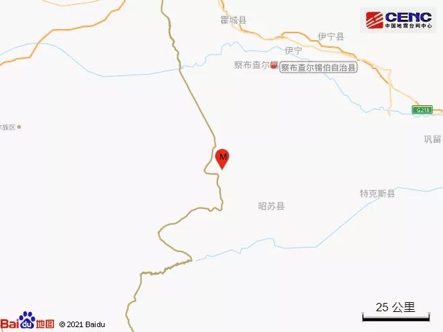 新疆伊犁州察布查尔县发生3.2级地震