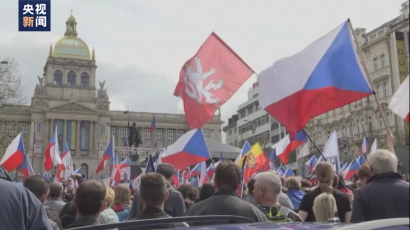捷克首都数万人游行示威