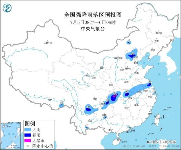 西南地区东部江汉沿淮等有较强降水 华北、东北多雷阵雨