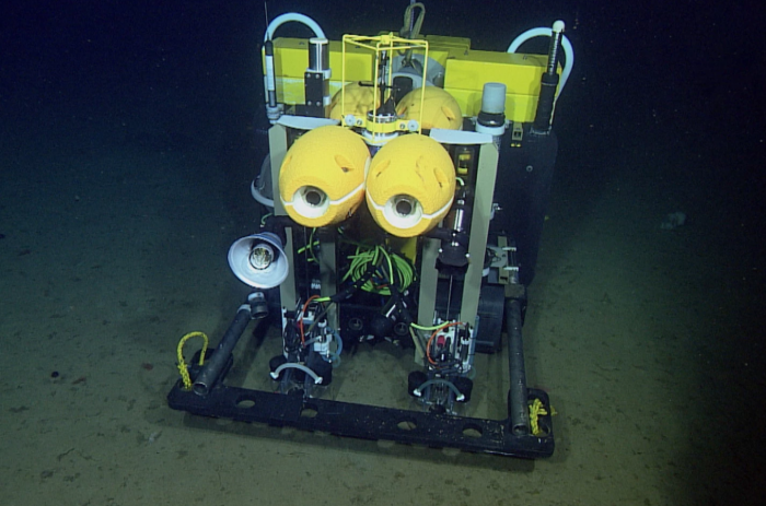 科学家利用追踪式海底爬行机器人收集宝贵的深海数据