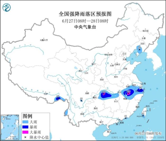 长江中下游地区有较强降水过程 华北和东北地区多雷阵雨