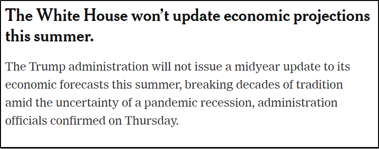 史无前例取消年中经济预测 特朗普不敢面对事实