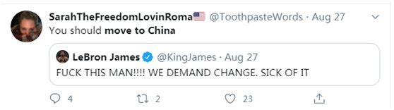 特朗普支持者“网暴”NBA球星詹姆斯“搬去中国”，结果被美国网友一顿批！