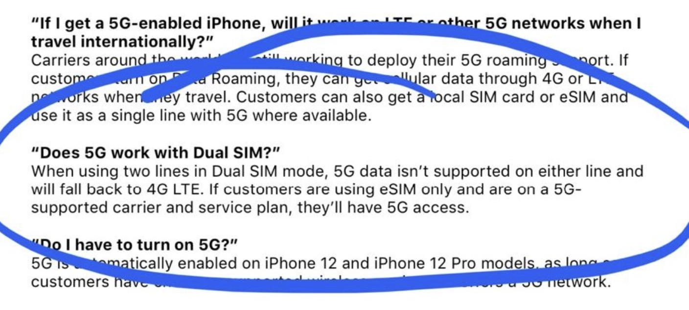 最新的iPhone12 在双卡数据模式下只支持4G LTE