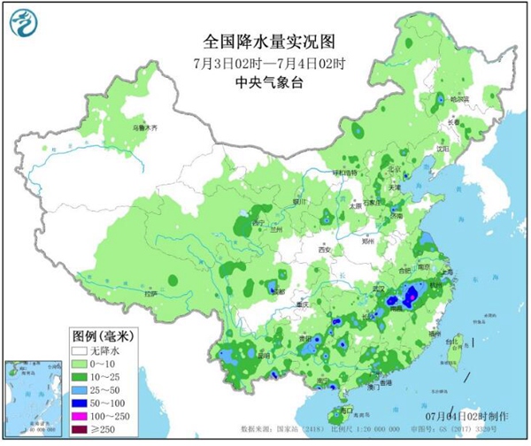 西南地区至长江中下游雨势增强 江南华南继续焖蒸